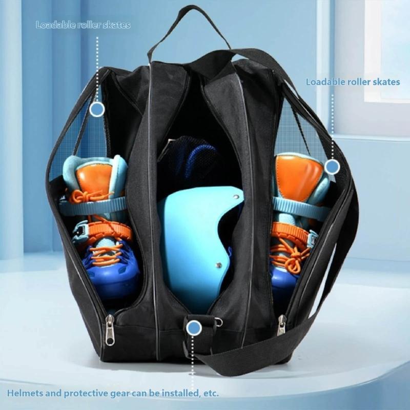 3 Layer Skate Shoulder Bag Large Size For Skating And Equipment Produced Of Long Permanent Fabric