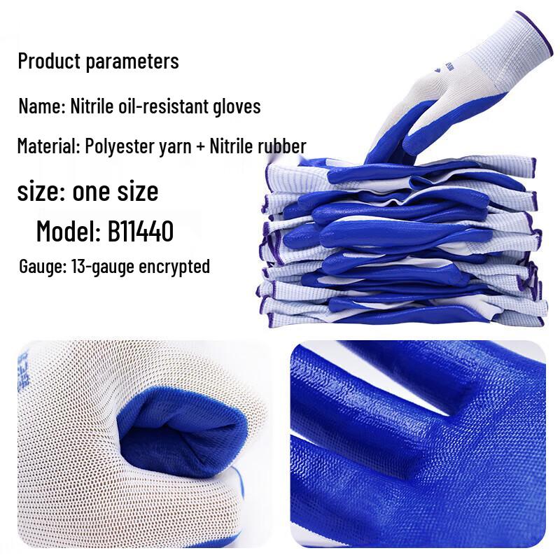 Miaoguagua Blue Nitrile Dipped Gloves