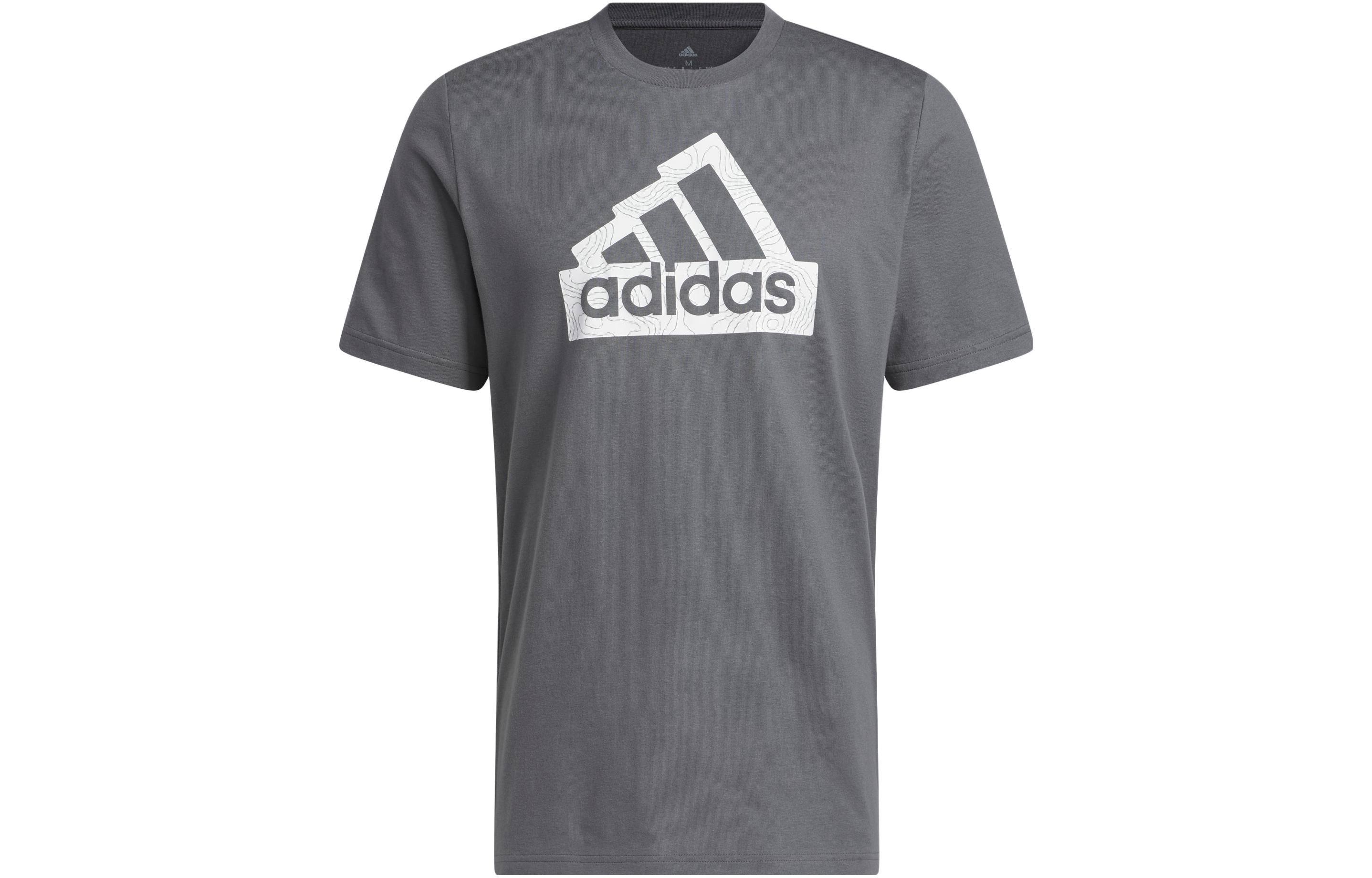 Adidas T Shirts Men s Dark Gray Crew Neck Moderate Straight Fit H49666 XL