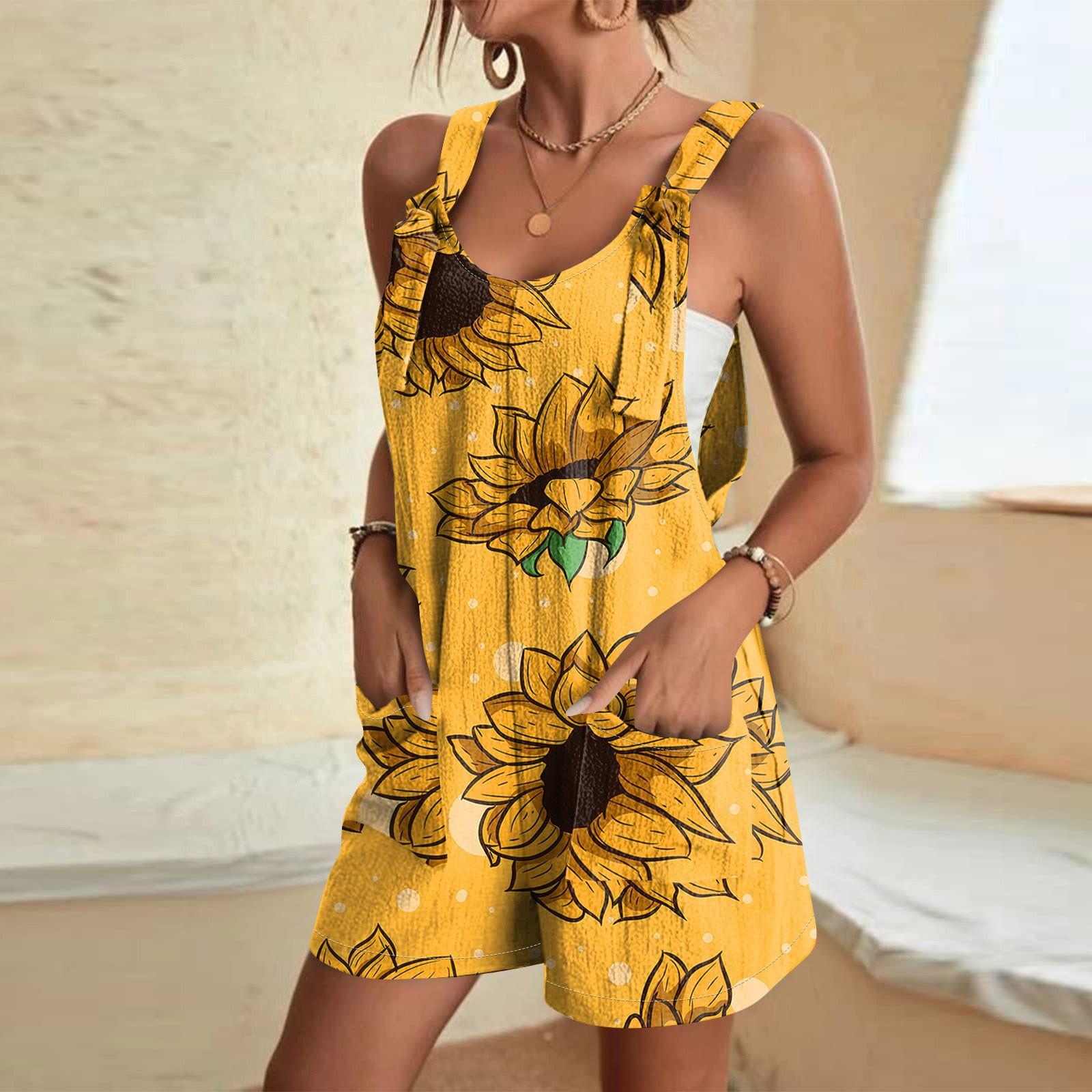 

Женские летние шорты-комбинезоны, модный повседневный комбинезон в полоску с принтом XL жёлтый