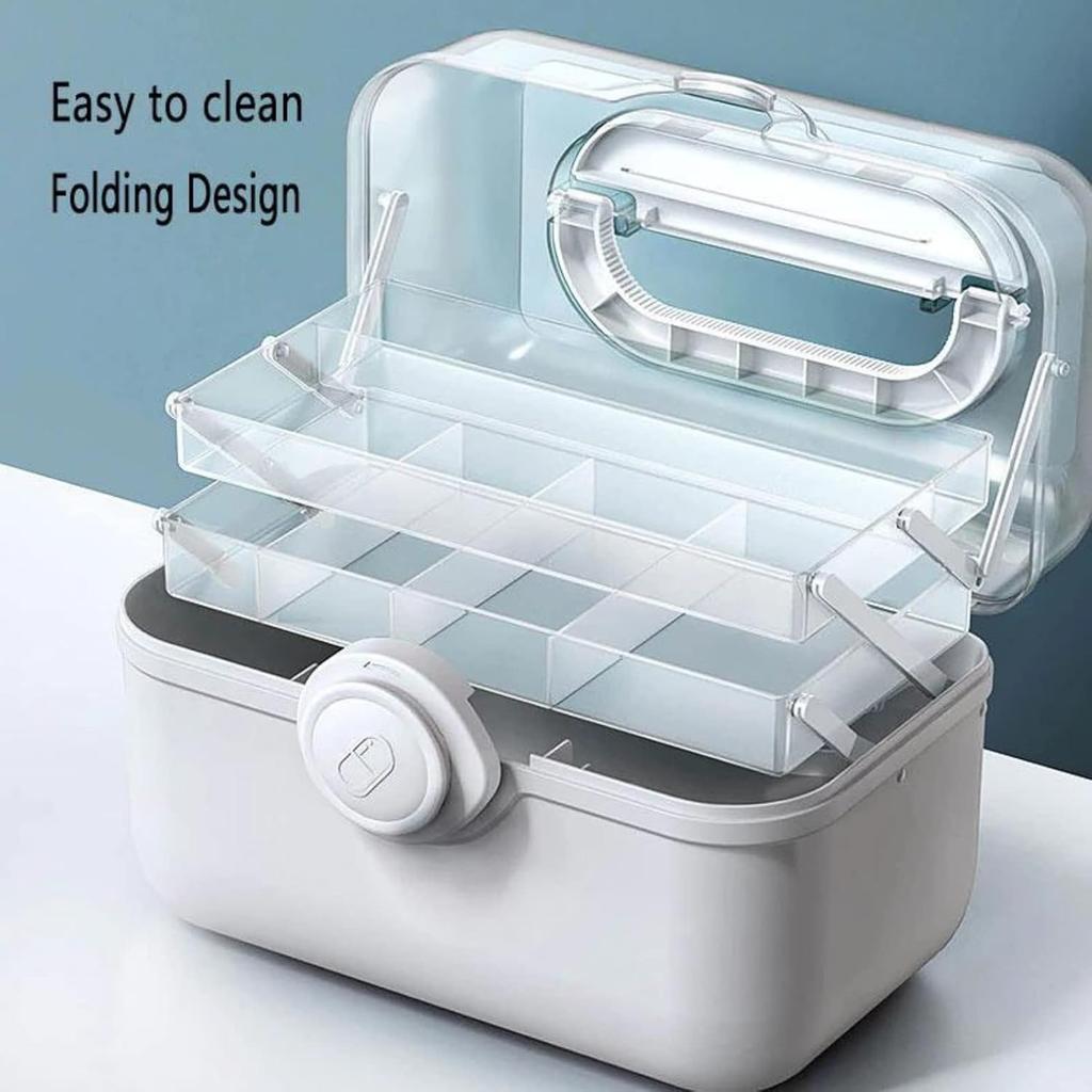 Large Medical Storage Containers 3 Layers Fold Tray Medicine Box with Handle Plastic Removable Pill Case Family First Aid Boxes