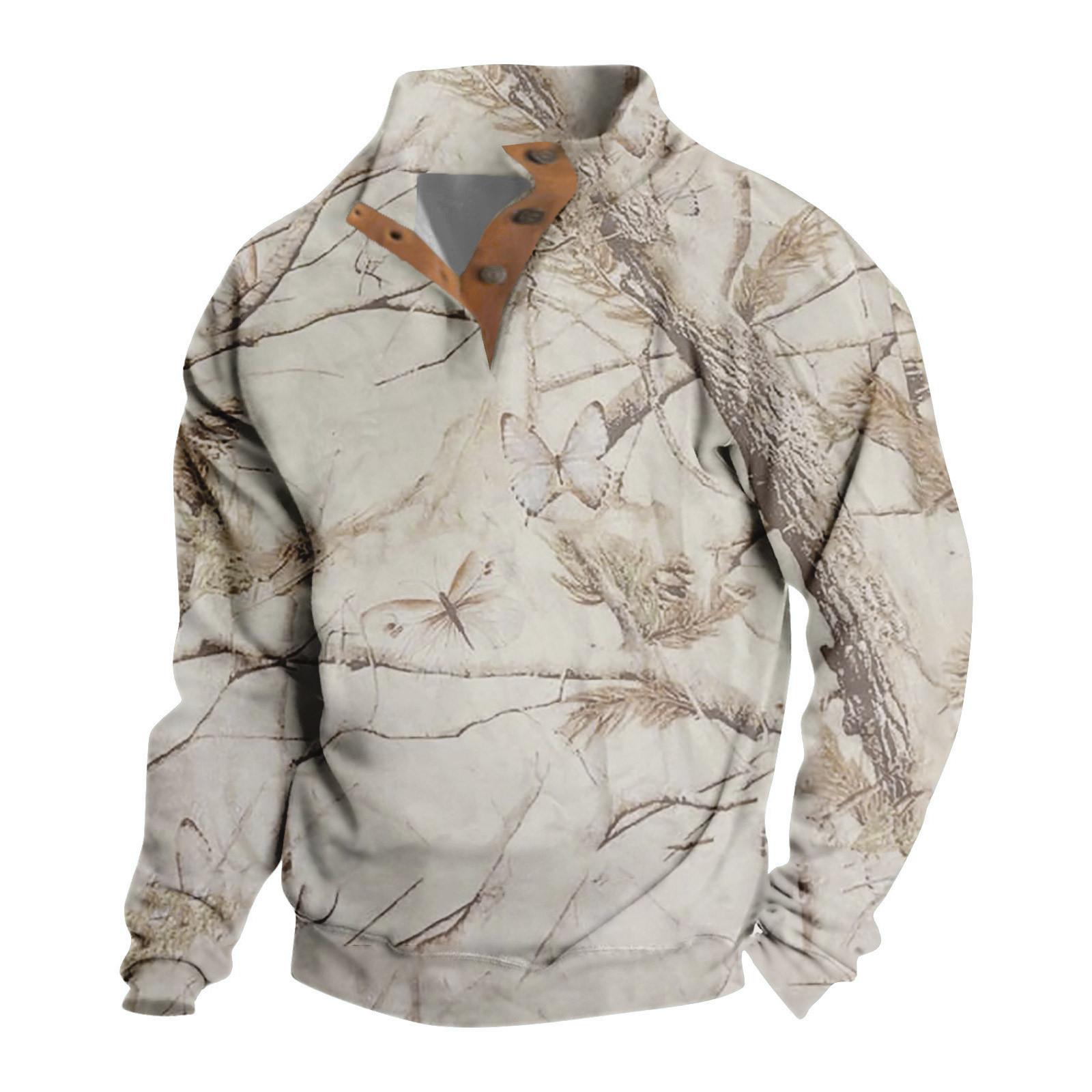 

Мужская повседневная модная рождественская принтованная толстовка без капюшона, широкая мужская свободная толстовка с капюшоном и воротником-стойкой L бежевый