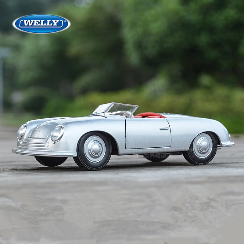 Welly 1/24 Porsche 356 No. 1 Roadster Alloy Retro Sports Car Model Diecast Metal Classic Car Model Simulation Childrens Toy Gift