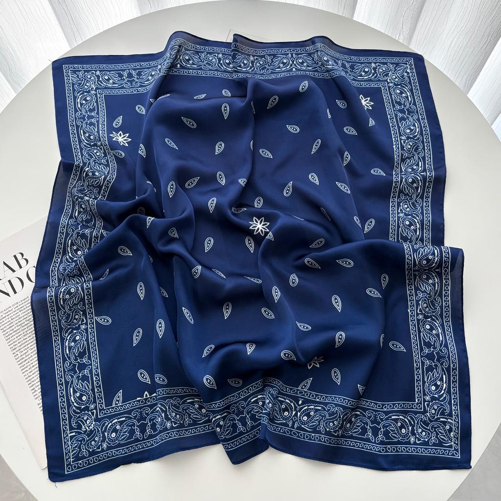 Fashion Print Women Square Scarf Silk Feeling Neckerchief Bandana Lady Spring Shawl Scarves Wrap Head Kerchief Hair Band Ties