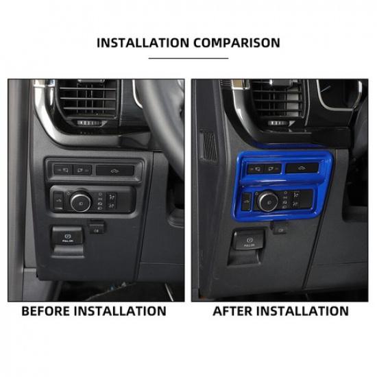 Inner Center Console Headlight Switch Button Decor Trim For Ford F150 21+ Blue