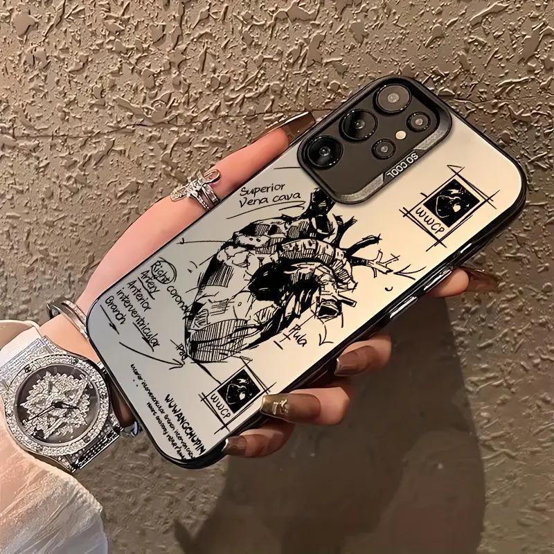Creative sketch heart example picture Apple 16E mobile phone case anti-drop iPhone17promax colored silver case