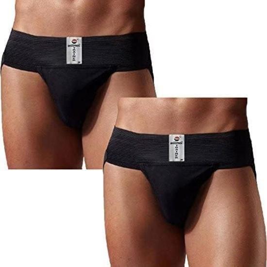 

KNK Trainer Cotton Gym Supporter (Pack of 2) – Multi-Sport Brief with Cup Pocket Black Small Small