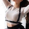 Black Pu Leather Harness Strap Belts Women Lingerie Body Chain Jewelry Bondage Cage Sculpting Harness Sexy Goth Festival Jewelry