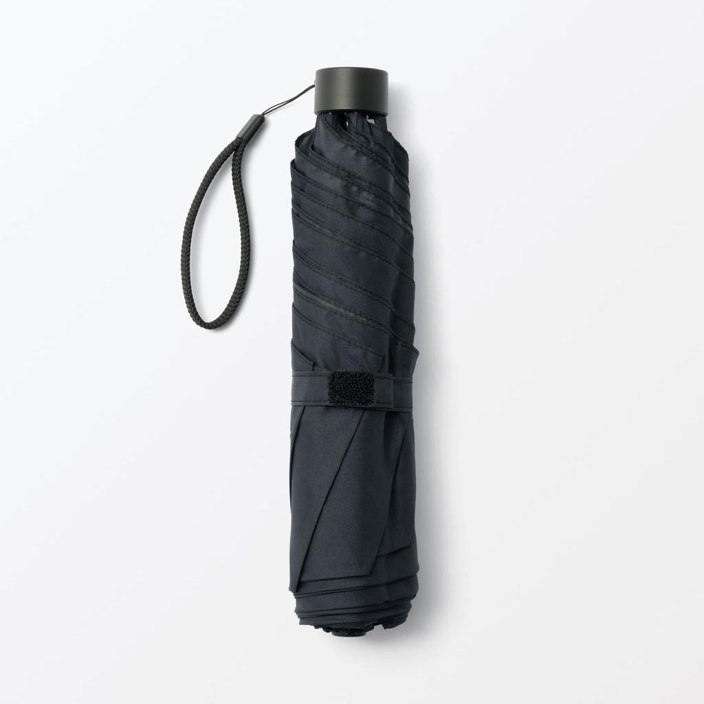 MUJI Folding Umbrella for Sun and Unisex 60cm Rib Length Rain, Adult, DEA53A5A, Black,