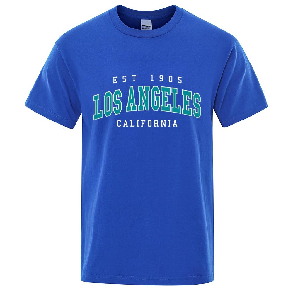 Est 1905 L0S Angeles California Letter Graphic Print T Shirt Fashion Tshirt Summer Cotton Tops Loose Street Hip Hop T-Shirts