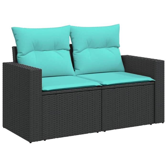 VidaXL Salon de Jardin avec Coussins 9 pcs, Canapés de Patio, Ensemble de Meubles, Mobilier de Terrasse Exterieur, Noir 3219407