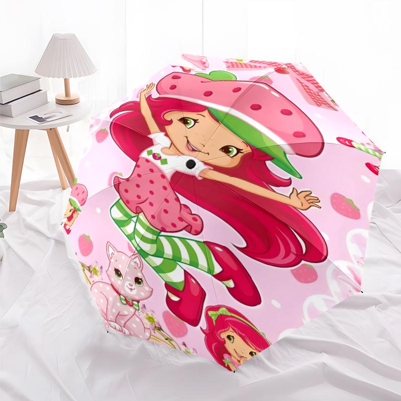 1pc Princess Strawberry Umbrella, Sun Protection, And UV Shielding. It Has Eight Sturdy Ribs for Outdoor Use And Perfect As a Holiday Gift