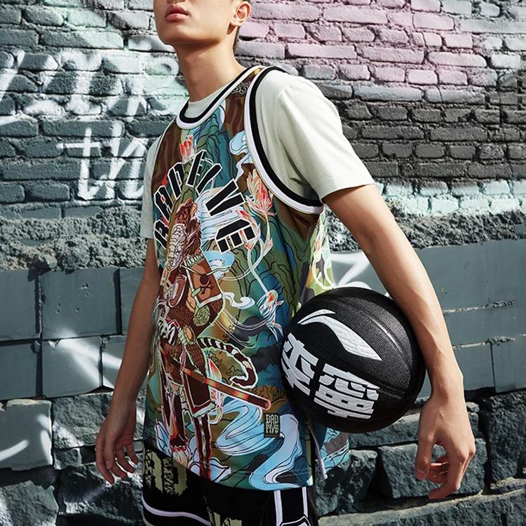 Li Ning Tiger Mountain Series Basketball Black Full Print Sleeveless Vest Men Tops AAYS005-1