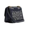 Coach Alie 18 Monogram Print Adjustable Shoulder Strap Jacquard Fabric With Calfskin And Snakeskin Messenger Bag Women Bags Dark-Blue 4616-B4RH3