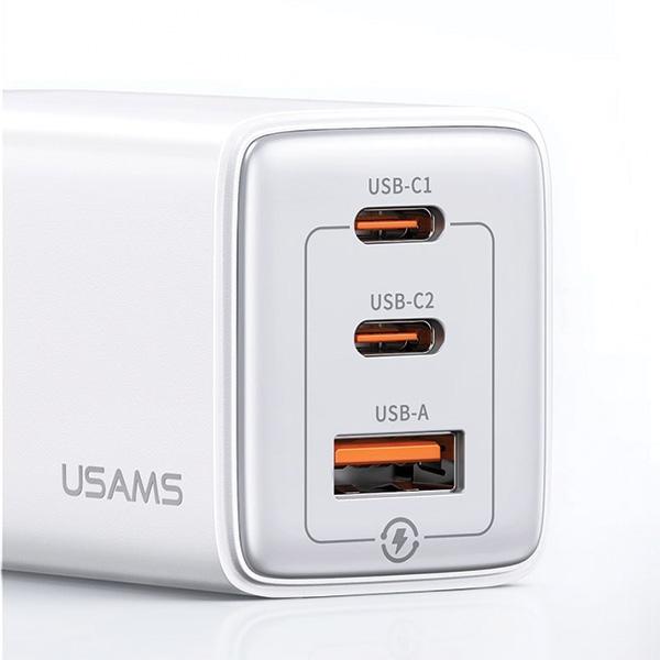 Usams Ład. Siec. 2Xusb-C+1Xusb 65W(Only Head) Gan Pd3.0 +Qc3.0 Fast Charging Fioletowy/Gradient Purple Sandru Series Cc180Tc03 (Us-Cc180)