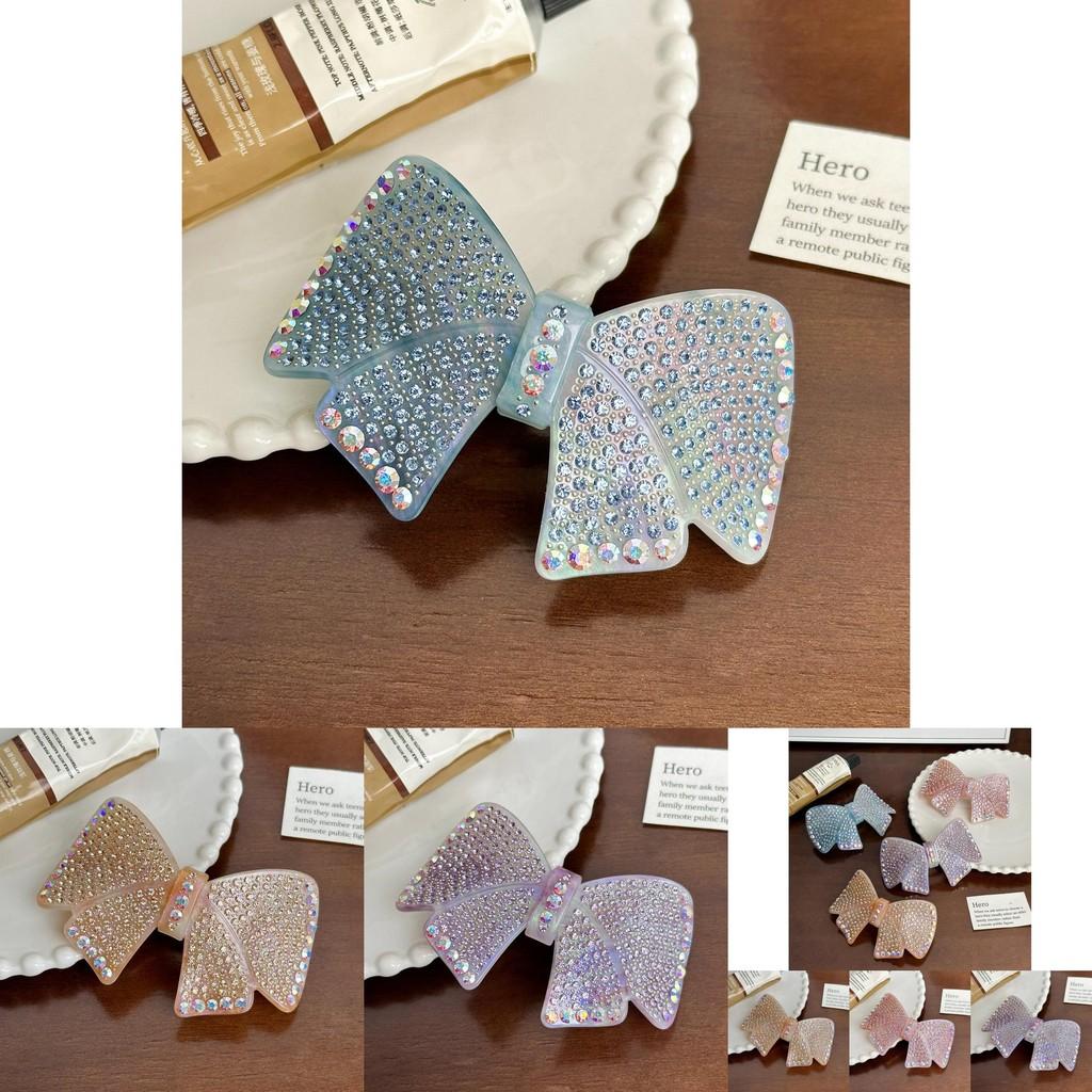 Fashionable Rhinestone Bow Spring Clip Hair Ornament Vibrant Colors For Women's Style