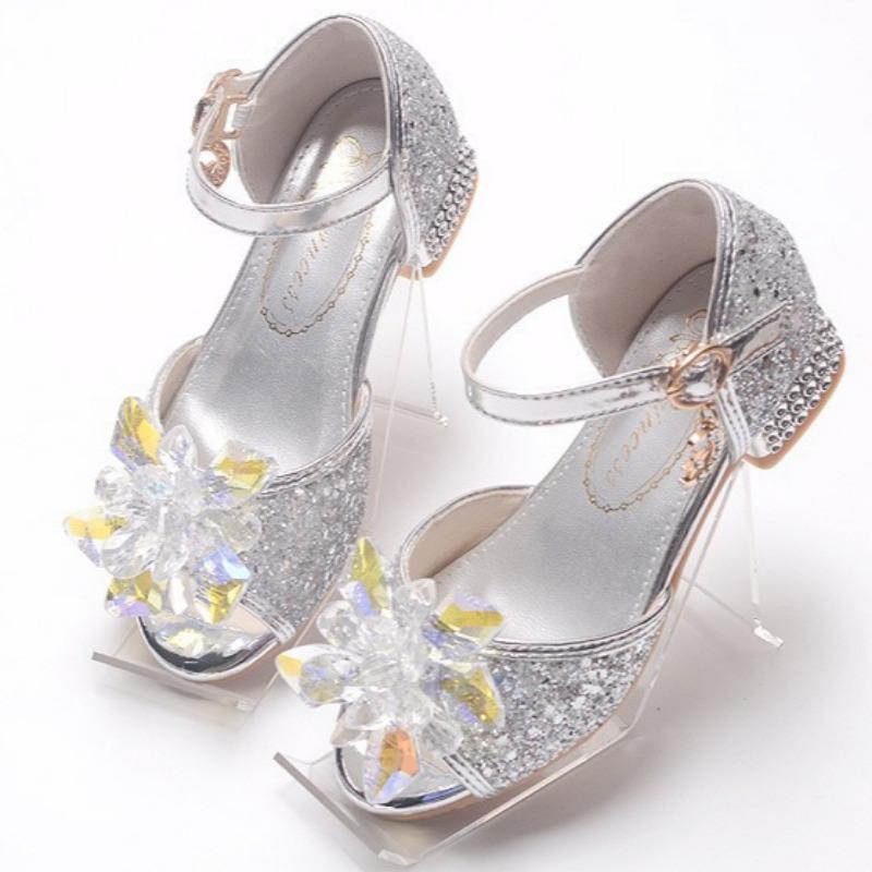 Children's High-heeled Sandals, Fashionable Performance Shoes, Flower Girl Princess Shoes, Catwalk Crystal Shoes