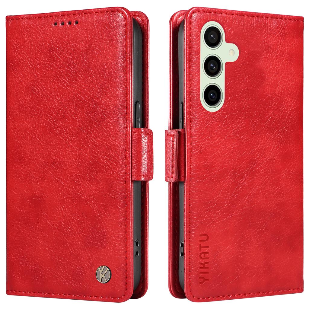 YIKATU YK-007 For Samsung Galaxy S24 FE Phone Case Litchi Texture PU Leather Wallet Cover