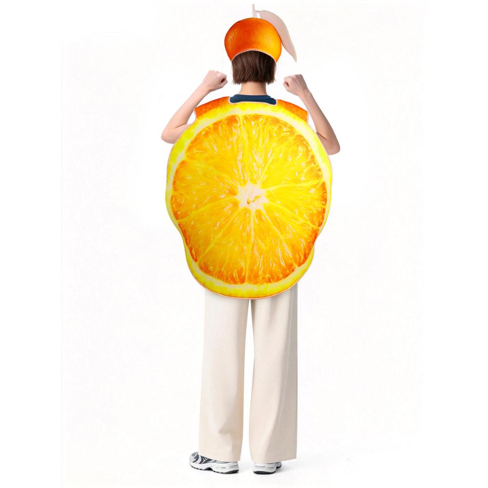 Funny Halloween Orange Fruit Costume Cosplay Role Play Outfit Food Mascot Suit for Family Stage Performance