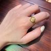 Classic Charms Chinese Style Inlaid Diamond Brushed Small Flowers  Ring Retro Light Luxury Rings for Women Wedding Jewelry