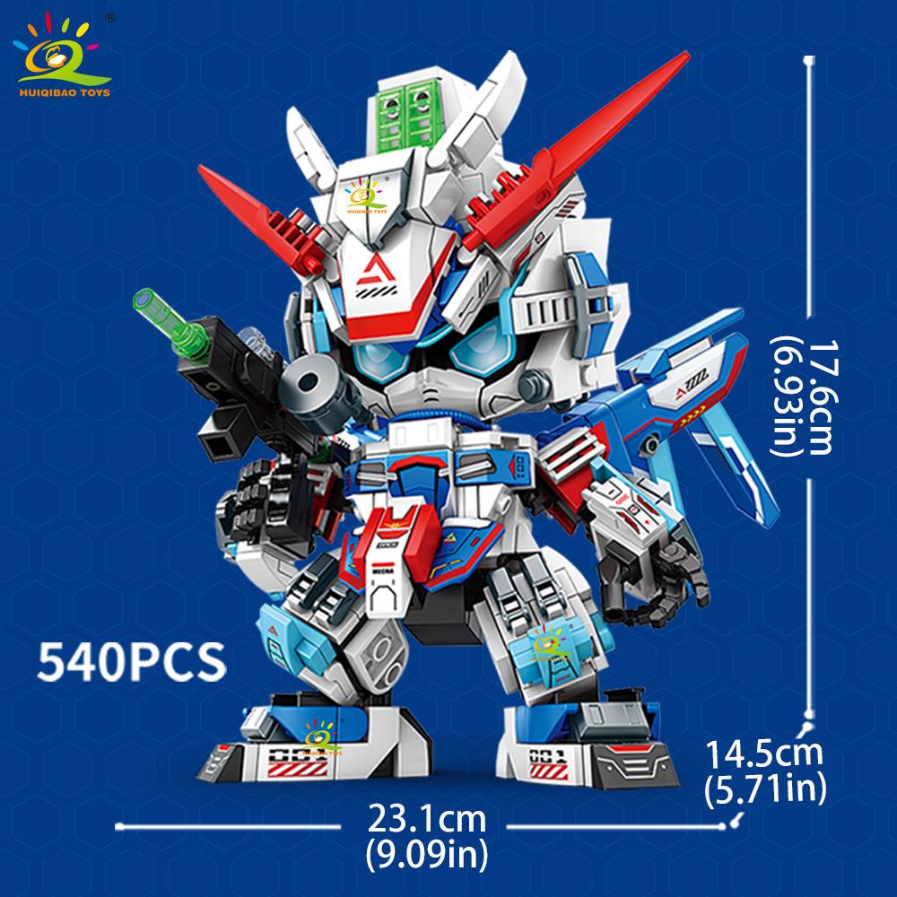 MOC Warrior Mech Robot Model Building Block Blue Red Mecha Series Brick Construction Toy Children Desk Home Decoration