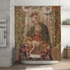 Vintage Religious Madonna Shower Curtain Set Christian Holy Mother Bath Decor With Cross Pattern For Home Decoration