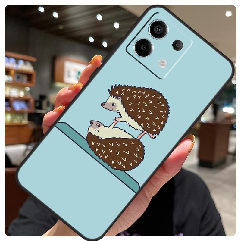 Kawaii Hedgehog Heart Cute Case For Xiaomi Redmi Note 13 12 9 10 11 14 15 Pro Plus Cover For Redmi 14C 10C 12C 13C 15 C