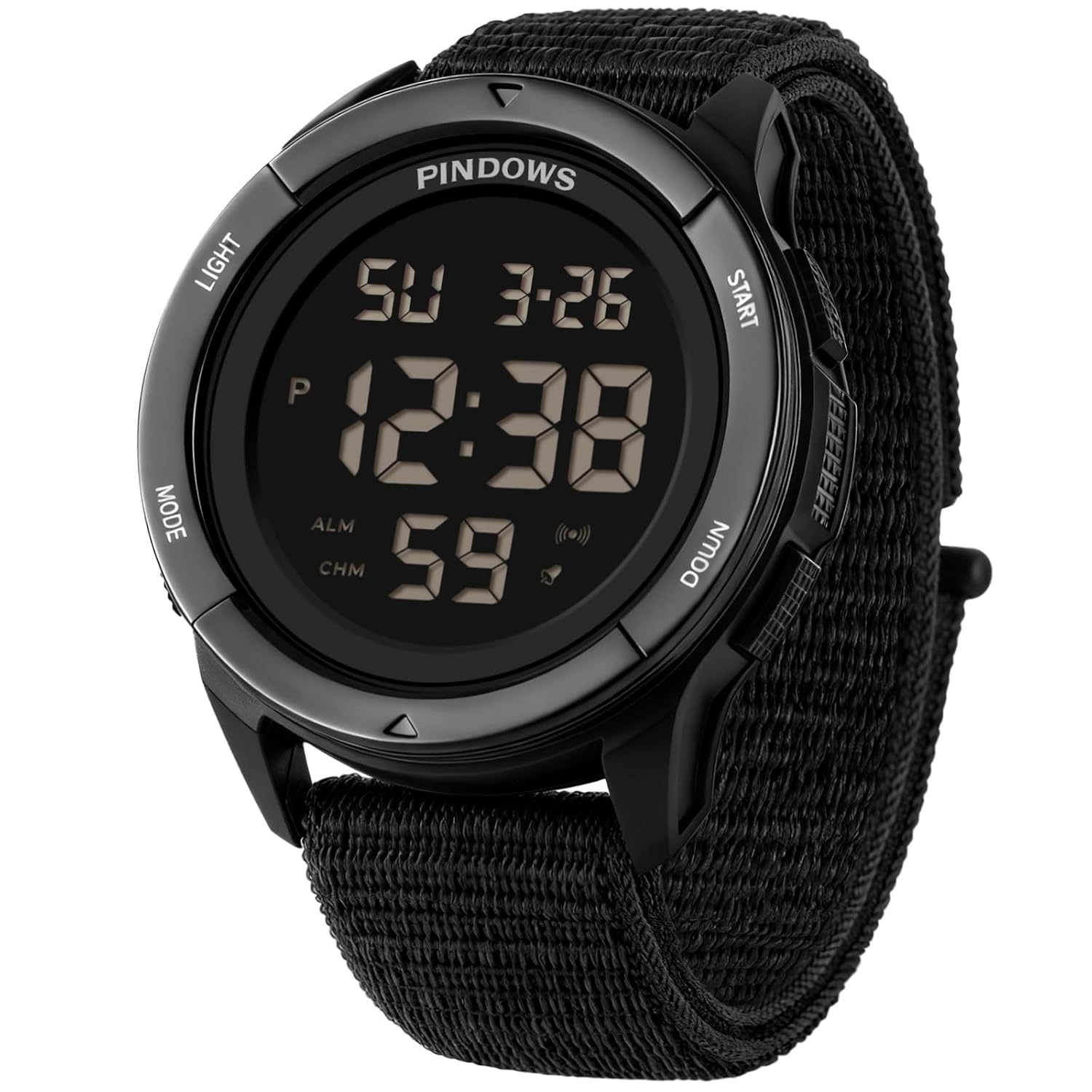 PINDOWS mens watch digital 50M waterproof