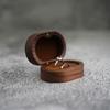 Black Walnut Wooden Engagement Ring Box Solid Wood Oval Shaped Ring Organizer for Proposal Wedding Ceremony Gift