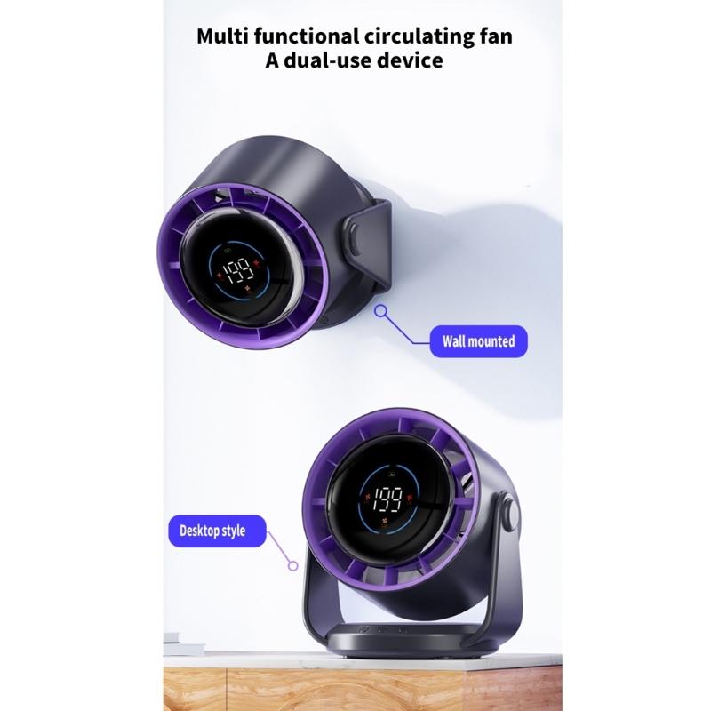 Quiet Powerful Fan Digital Display Fan 4000mAh Battery Fan ABS Texture Suitable for Bedroom Office and School Use