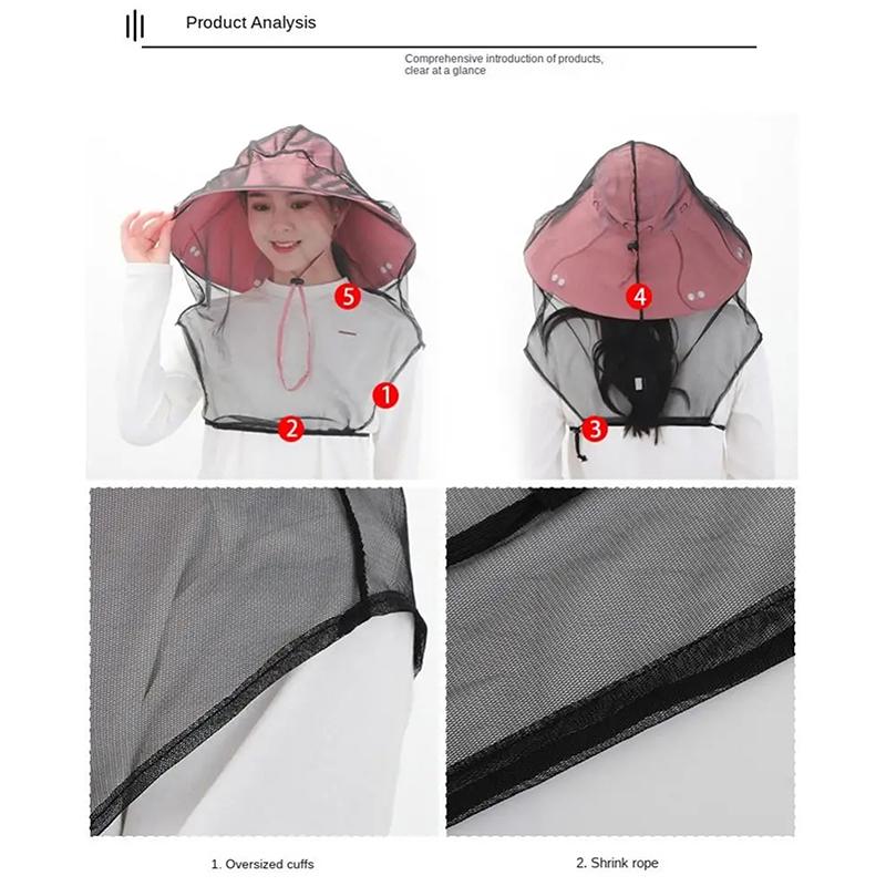 Lot De 4 Filets De Tête Anti-Moustiques - Protection Visage Pour Pêche, Camping Et Apiculture