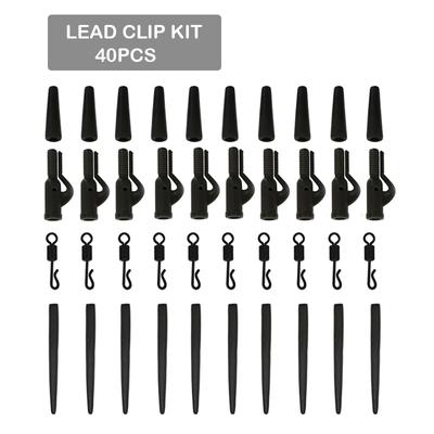 40x Carp Fishing Accessories Safety Lead Clips Tail Rubber Cone Anti Tangle Sleeve Quick Change Swivels For Fishing Tackle
