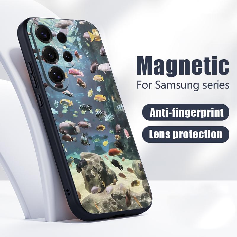 Turtle Fish Print Case For Samsung S26 S25 Ultra S24 S23 FE S22 A15 A16 A17 A35 A36 A37 A54 A55 A56 A57 5G Magnetic For Magsafe Matte Cover