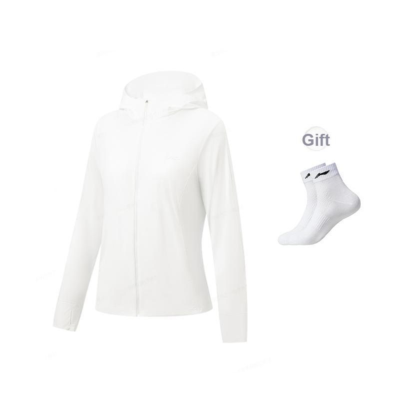 Li Ning Fitness Series Hooded Logo Stitching Zipper Fitness Windbreaker Women Outerwear AFDW462-2