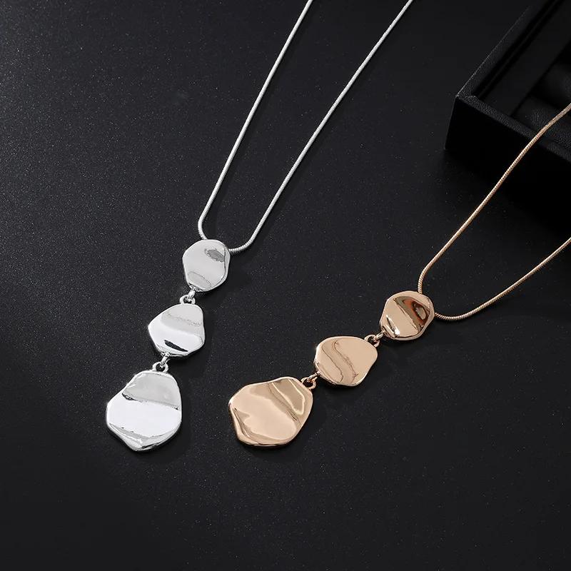 Fashionable Light Luxury Irregular Geometric Alloy Pendants Women's Long Necklace Clothing Accessories Sweater Chain