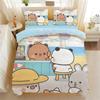Cartoon Bear Panda Duvet Cover, Cute Bubu Dudu Bear Bedding Set Soft Polyester 3D Digital Printed Duvet Cover and Pillowcase
