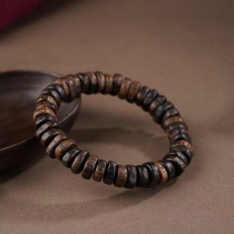 Natural agarwood beads bracelet, old material, irregular shape, Buddhist prayer beads, unisex, single-strand cultural accessory