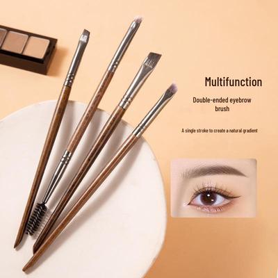 Pennello Inclinato per Eyeliner e Sopracciglia con Estremità a Spirale - Strumento per Trucco Portatile a Doppia Estremità
