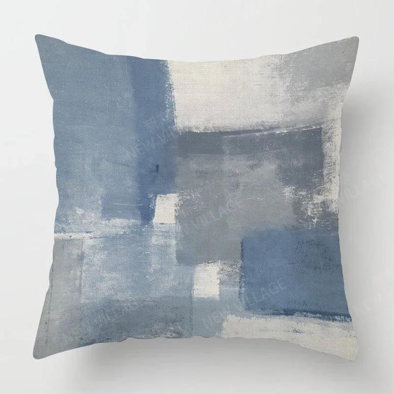

Nordic Blue Grey Abstract Linen Pillowcase Living Room Sofa Cushion Cover _ Home Decoration Pillowcase _ CustomizableLK-ZTT- , 66x66cm