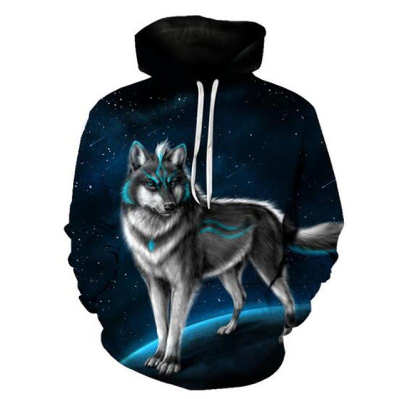 Oversized Ferocious Animal Wolf Hooded Mens Sweatshirts 3D Printing Ice Series Pullover Long Sleeve Hoodies Streetwear Tops