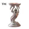 Unique Resin Crafts Cute Ghost Candle Holder, Iridescent Spooky Pedestal for Tealight Stand Taper Candles, Gothic Candlestick Home Table Decor