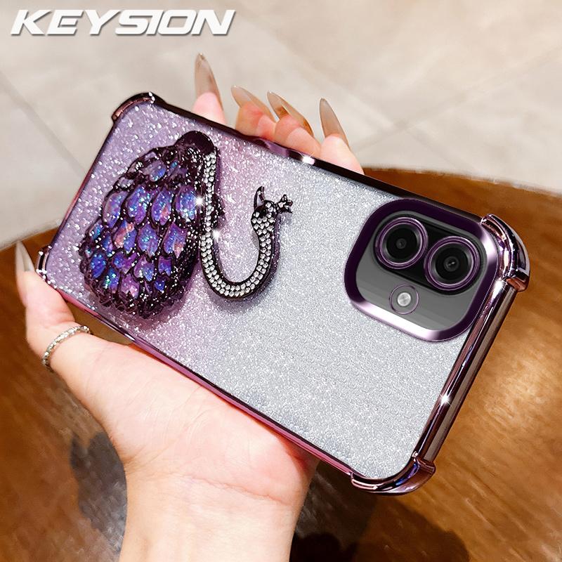 

KEYSON Протиударний силіконовий чохол з покриттям для Samsung A07 A06 4G A05 A04 З блискітками та інкрустованим лебедем, з підставкою, для Galaxy A07 for Samsung A06 фіолетовий
