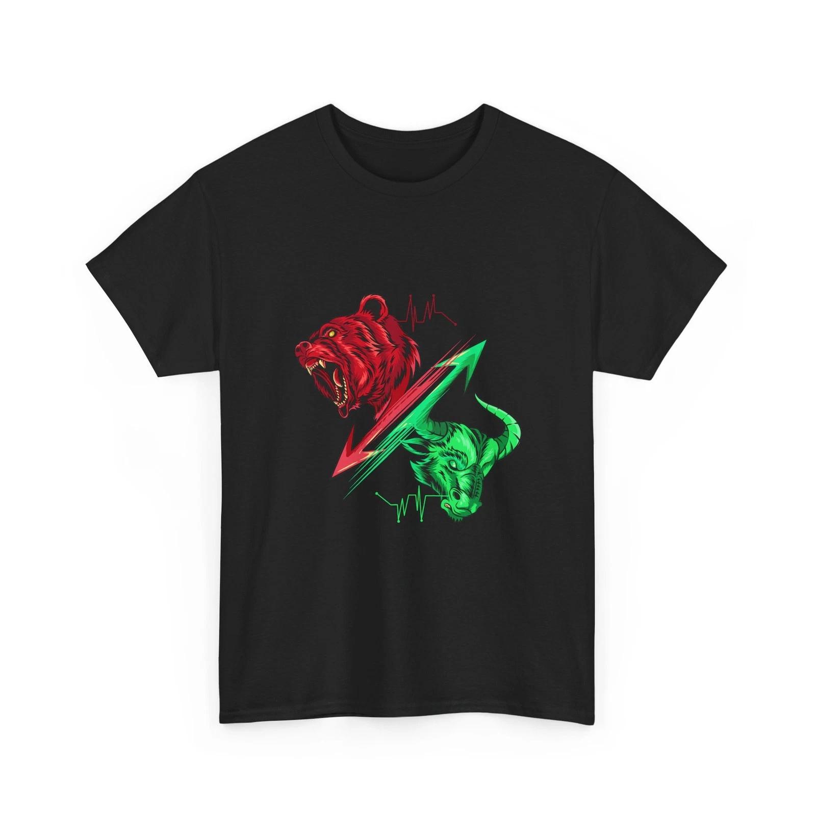 Stock market T-Shirt Bearish Bullish Red and Green Graphic Tee 2XL