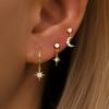 3PCS New Design Stainless Steel CZ Zircon Star Moon Stud Earring Set For Women Punk Unisex Rock Earring Statement Jewelry Aretes