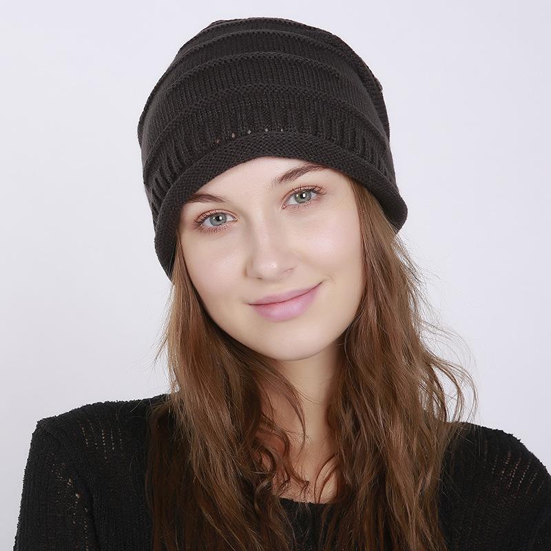 Pălărie subțire de lână tricotată orizontală plisată toamnă iarnă de damă