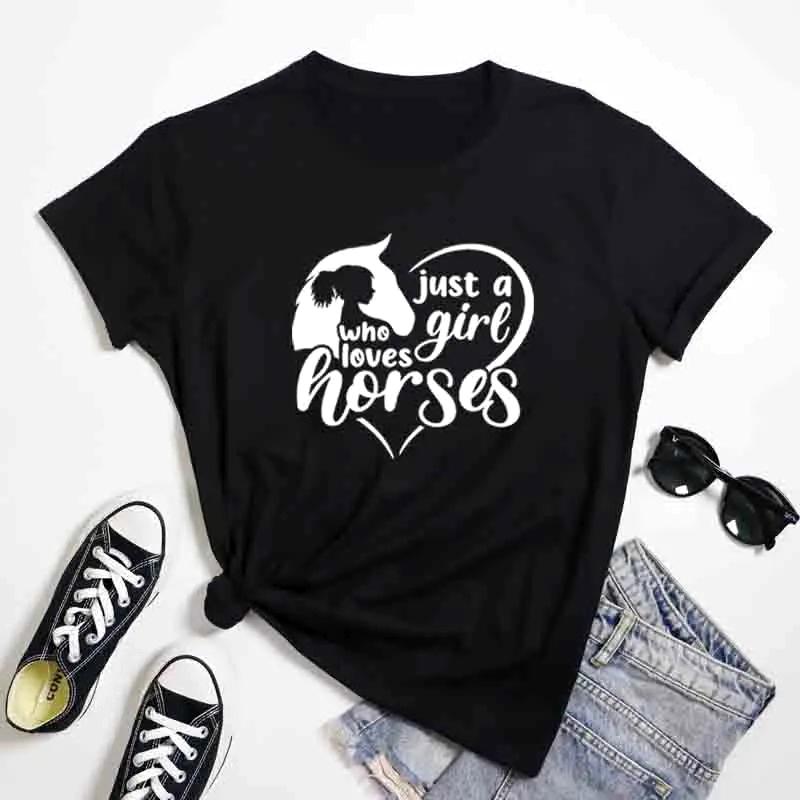 Just A Girl Who Loves Horses TShirt Funny Cowgirl Rodeo Graphic Tee Top Fashion New Years Country Girl Equestrian Tee Shirts