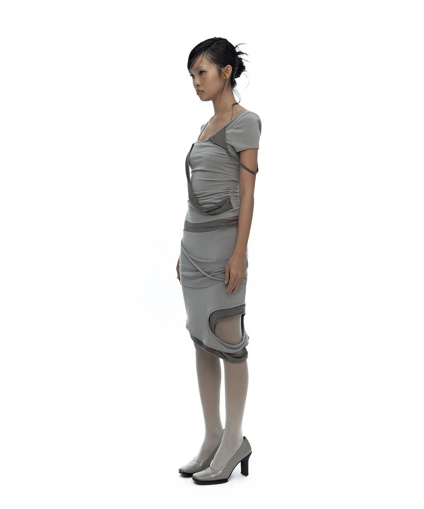 Kasiko Peek-A-Boo Strap Skirt Warm Gray