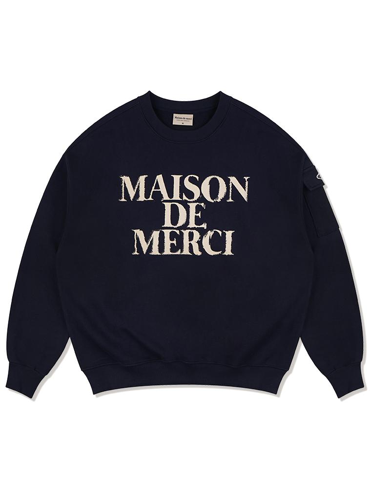 LA MAISON STUDIO Unisex Cargo Pocket Displace Logo Sweatshirt Navy (Fce1Ts101M)
