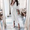 2026 Womens Elegant V-Neck Wrap Tie High-Waist Floral Print Long Dress Slim Fit Casual Office Wear