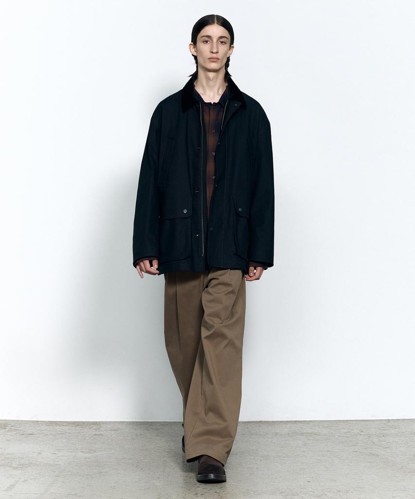 INSILENCE Double-Pleat Wide Chino Pants Olive Beige